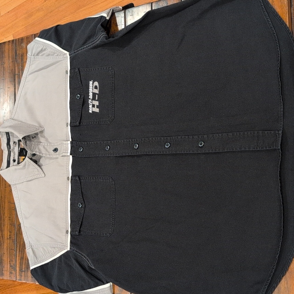Harley Davidson button down mechanic style shirt Vintage